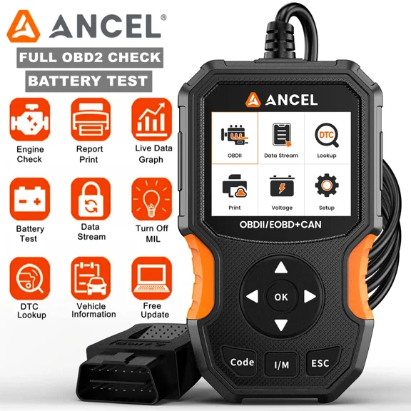 ANCEL AS300 Universal OBD Scanner Code Reader, Check Engine Fault Diagnostic Tool with Cloud Printing, Voltage Test,  I/M Readness, Lifetime Free Update
