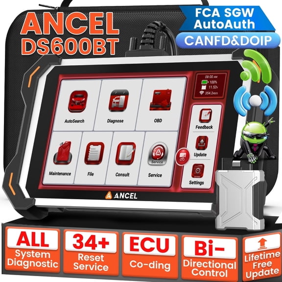 ANCEL DS600 BT All System OBD2 Scanner Car Diagnostic Tool, Bi-directional Scan Tool with 34+ Service, ECU Co-ding, ABS Bleeding, BMS/SAS/TPMS/Oil Reset, AutoVin, CANFD&DOIP, Lifetime Free Update