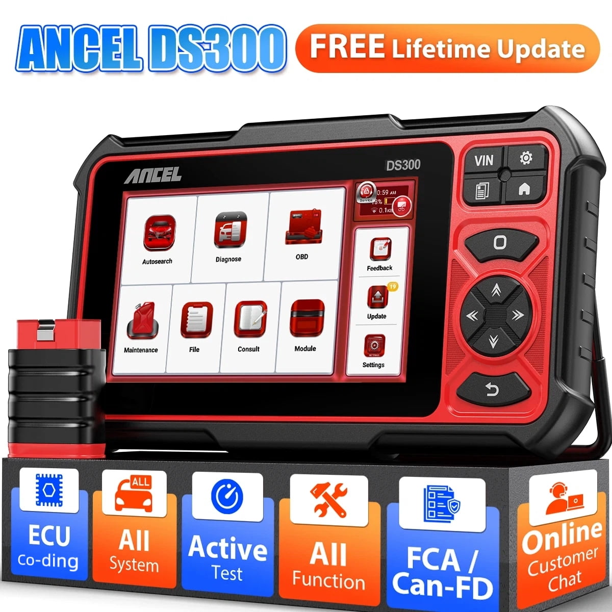 ANCEL OBD2 Scanner Bluetooth Automotive Bidirectional Scan Tool, All System Car Diagnostic Tool for All Vehicles with 30+ Resets, Active Test, FCA Autoauth, ECU Reset, 3-Year Updates, 24h Online Chat