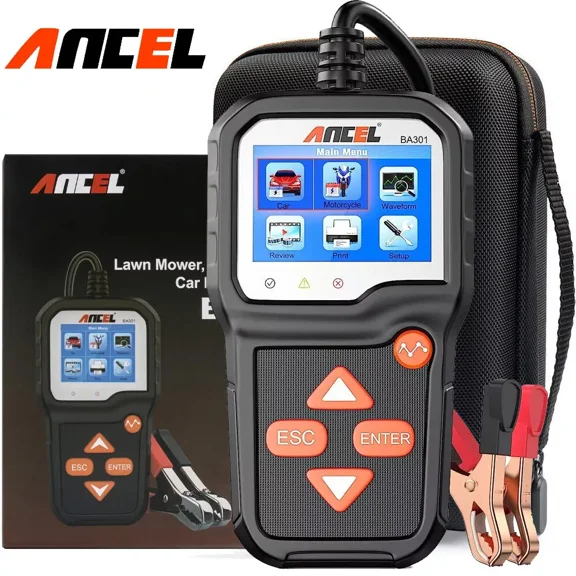 ANCEL 6V 12V Car Battery Tester, 100-2000 CCA Automotive Load Tester Alternator Tester Auto Digital Battery Analyzer Cranking & Charging System Test Tool for Motorcycle Car Boat Truck SUV ATV