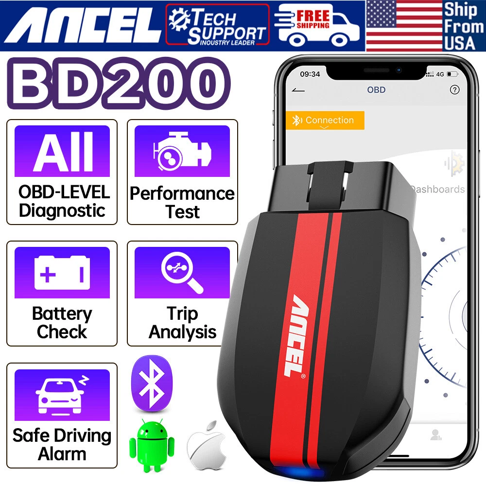 ANCEL BD200 OBD2 Scanner Bluetooth Wireless Automotive Diagnostic Tool with Battery Test Performance Test Car Code Reader OBDII Vehicle Adapter Check Engine OBD2 Scanner for iPhone iPad Android