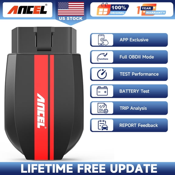 ANCEL BD200 Bluetooth OBD2 Scanner, Full System Engine Code Reader with Batter-y Test, Live Data, Trip Analysis & Lifetime Free Updates for All 1996+ OBD2 Vehicles