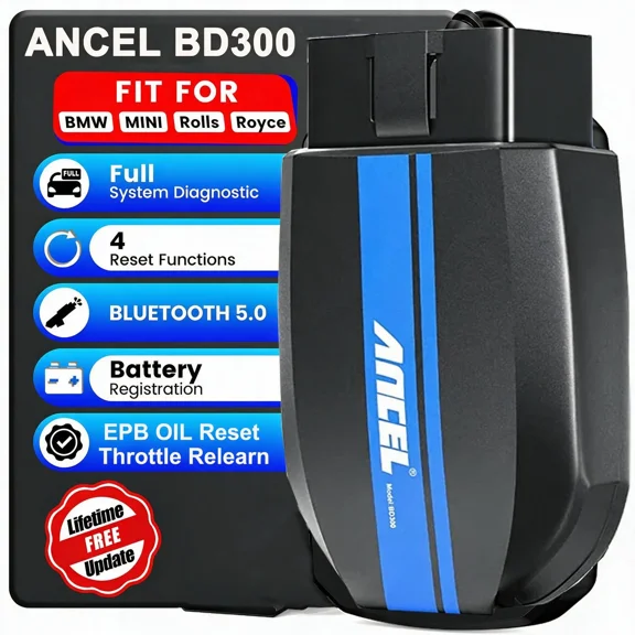 ANCEL BD300 Bluetooth Car Scanner OBD2 Scanner Fits for BMW & MINI & ROLLS-ROYCE Car Full System Diagnostic Tool Wireless Code Reader Automotive Performance Analyzer Auto Diagnostic Tool