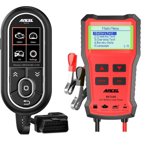 ANCEL BD310 OBD2 Scanner Bluetooth Diagnostic Tool for Android & iOS, with BST100 12V Car Battery Tester Battery Cranking Charging Analyzer Tool