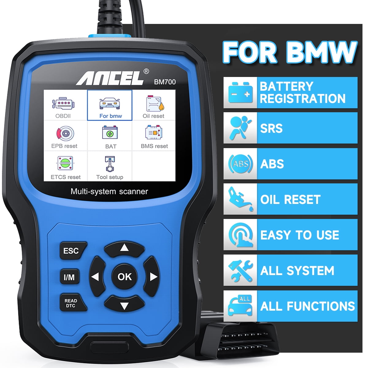 ANCEL BM700 OBD2 Scanner Code Reader ABS SRS EPB TPMS Diagnostic Scanner Fit for BMW/Fit for Mini