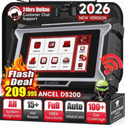 ANCEL DS200 OBD2 Scanner Full‑System Automotive Diagnostic Scan Tool with 15+ Reset Services, DPF Regeneration, Injector Coding, ABS Bleeding, WiFi Lifetime Fre