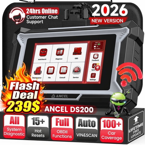 ANCEL Wireless Full System OBD2 Scanner Car Diagnostic Tool with 15+ Reset Services, DPF Regen, Injector Cod-ing, ABS Bleeding, WiFi Free Lifetime Updates, Online Customer Service