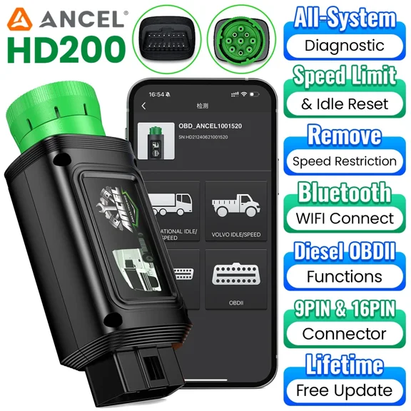 ANCEL Bluetooth Heavy Duty Truck Scanner All System Diesel Diagnostic Tool HDOBD & OBD2 Code Reader for Diesel Trucks Lifetime Free Updates