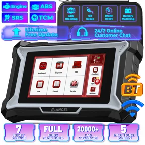 ANCEL DS100 OBD2 Car Scanner, Engine ABS SRS SAS TPMS OBD Diagnostic Tool, Car Code Reader with 7 Reset Services, Wifi Lifetime Free Update