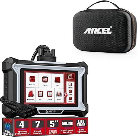 ANCEL DS100 OBD2 Scanner ABS SRS Transmission Check Engine Code Reader with 7 Resets, Large Protective Case Storage Bag for OBD2 Scanner and Code Reader