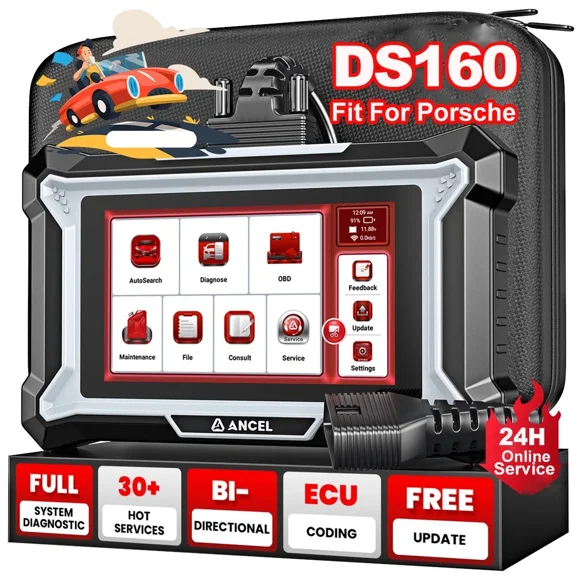 ANCEL OBD2 Scanner Diagnostic Tool for Porsche, Automotive Full System Bidirectional Scan Tool for Engine ABS SRS Transmission, 30+ Special Service, Brake/Oil Reset, ABS Bleeding, Lifetime Upgrade