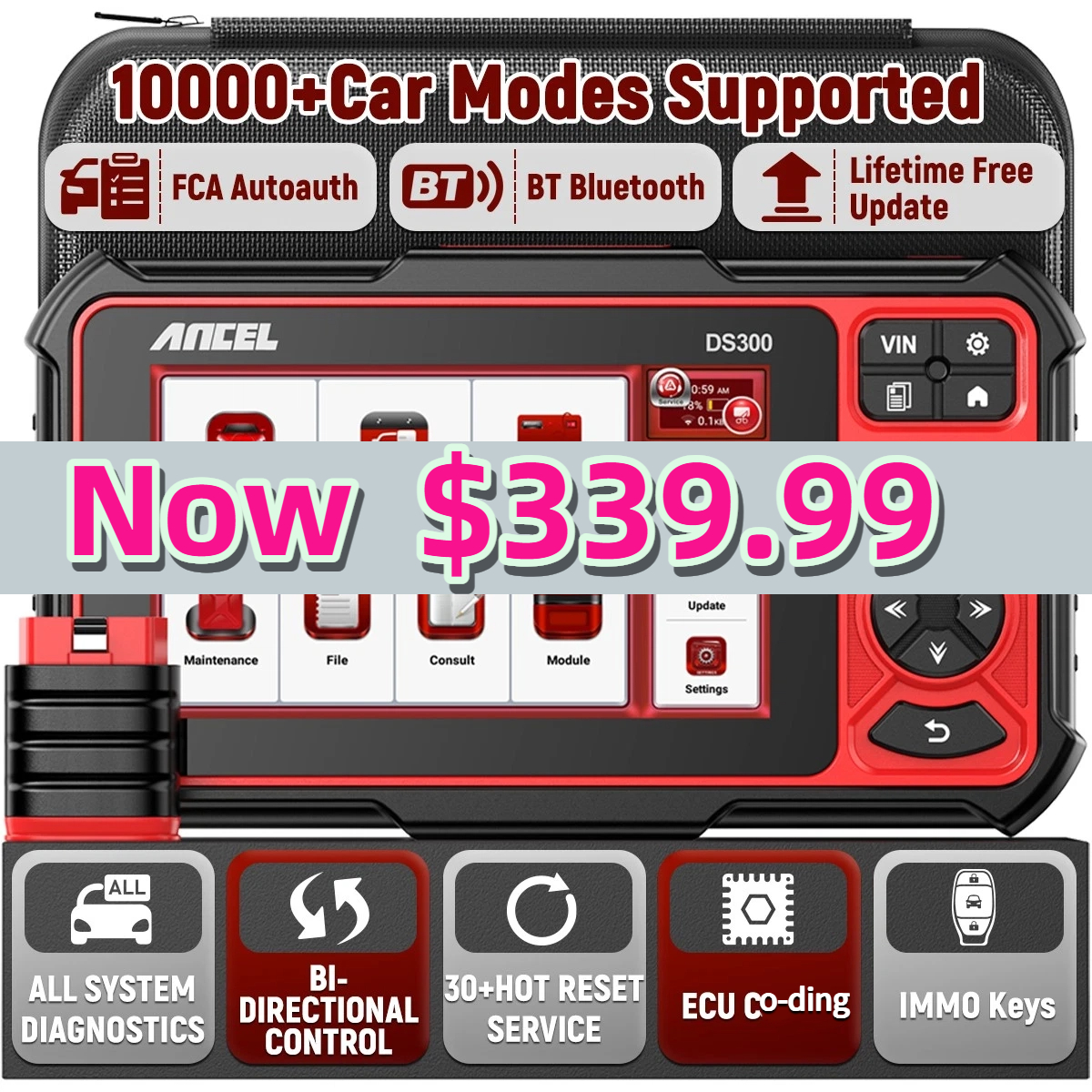 ANCEL DS300 OBD2 Scanner - Bi-Directional Diagnostic Tool With ECU Coding, Active Test, & 30+ Reset Services 13 thumbnail image