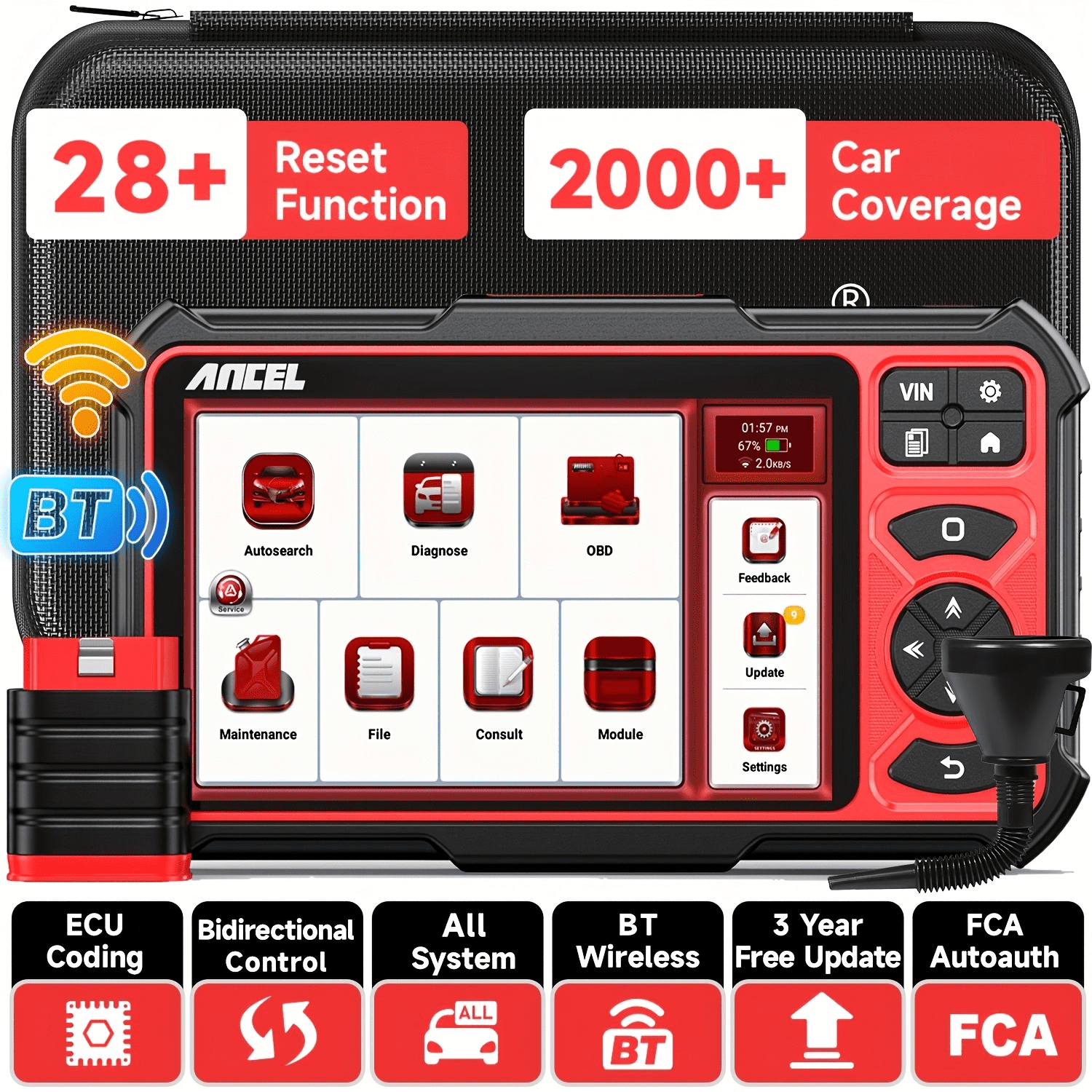 ANCEL DS300 Full-System Bidirectional OBD2 Scanner Diagnostic Tool + 4PCS Car fuel funnel（4pcs Gift car funnel）