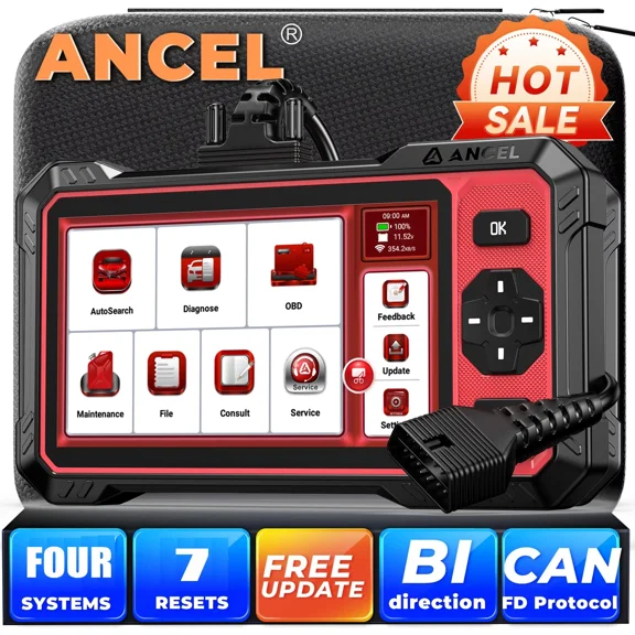 ANCEL DS400 Lite OBD2 Scanner Bidirectional 4 Systems Diagnostic Scan Tool with 7 Reset, Oil/Brake/BMS/SAS/ETS Reset, ABS Auto Bleeding, Lifetime Wifi Free Update, 24h Online Chat Service