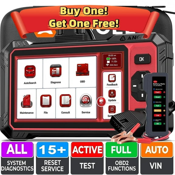 ANCEL DS410 Elite OBD2 Scanner Bidirectional Car Diagnostic Tool 15+ Reset Services Full System Scan Tool, 24-hour Real-time Online Chat, Free Lifetime, With ANCEL BM310 12V Battery Load Tester Free
