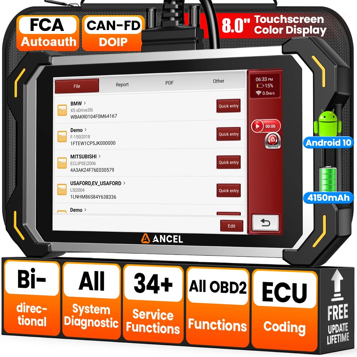 Ing Inlog Scanner ANCEL, DS600 Elite OBD2 Scanner, Full System Scan Tool with 34+ Resets ...