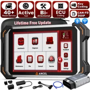 ANCEL DS600BT 8 inch OBD2 Scanner Bidirectional Scan Tool, All System with 34+ Reset Car Diagnostic Tool, CAN FD/DOIP, ECU Cod-ing