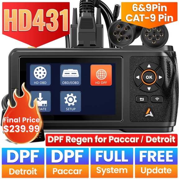 ANCEL Heavy Duty Truck All System Diagnostic Scanner DPF Regen & Reset for Detroit, Paccar, HDOBD & OBD2 Truck Code Reader, Lifetime Free Update