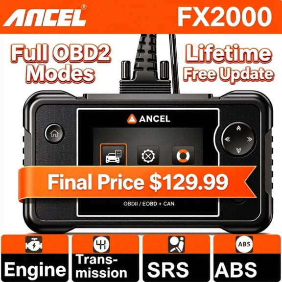 ANCEL OBD2 Scanner Automotive Diagnostic Tool, ABS SRS Transmission Airbag Scanner Check Engine Car Code Reader EOBD OBD Diagnostic Scan Tool, AutoVin, DTC Lookup, Lifetime Free Upgrade