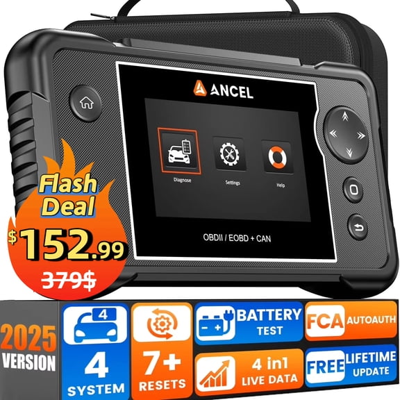 ANCEL FX2000 PRO OBD2 Scanner 4 System Car Diagnostic Tool ABS SRS Engine Transmission, with 7 Resets FCA Auto Auth Lifetime Wifi Free Update