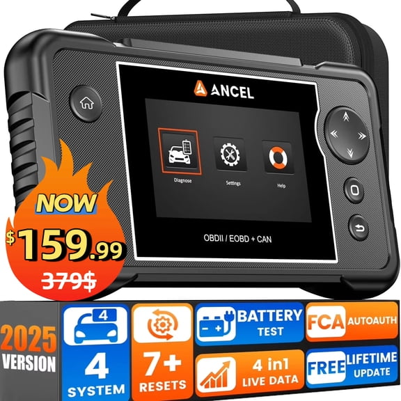 ANCEL FX2000 PRO OBD2 Scanner 4 System Car Diagnostic Tool ABS SRS Engine Transmission, with 7 Resets FCA Auto Auth Lifetime Wifi Free Update