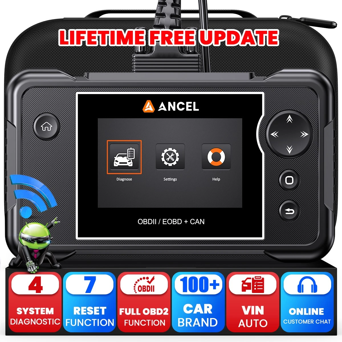 ANCEL FX2000 PRO OBD2 Scanner 4 System Car Diagnostic Tool ABS SRS