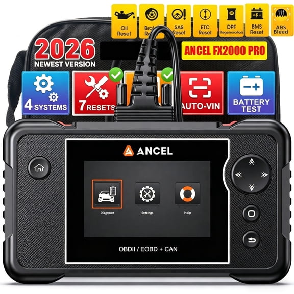 ANCEL FX2000 PRO (Upgrade of FX2000) OBD2 Scanner Diagnostic ABS Bleeding Oil EPB BMS TPS DPF, ABS SRS Transmission Code Reader, Battery Test, AutoVin, Lifetime Free Update