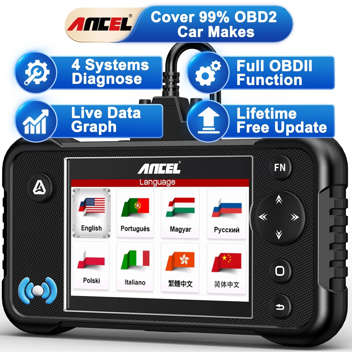 ANCEL FX3000 Elite OBD2 Scanner Code Readers Scan Tools, Check Engine ...