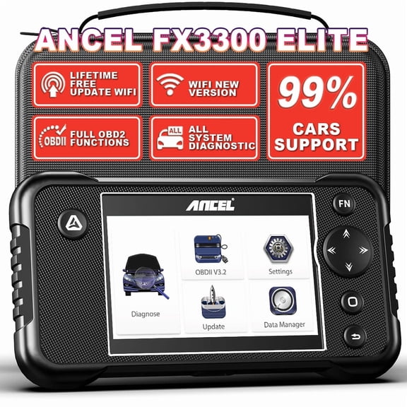 ANCEL FX3300 Elite OBD2 Scanner  Code Readers Scan Tools, OE-Level Full System Car Diagnostic Tool, Check Engine Transmission SRS ABS OBD2 Code Reader Reset Scanner