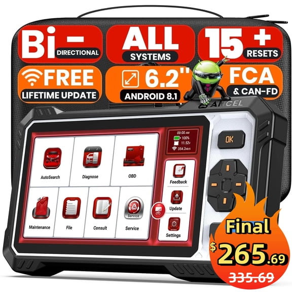 ANCEL FX6100 Bidirectional OBD2 Scanner, All System Car Diagnostic Scan ToolTool with 15+ Reset, EPB/BMS/SAS/DPF Reset/ABS Bleeding/Injector Cod-ing, FCA&CANFD, AutoScan, Free Upgrade