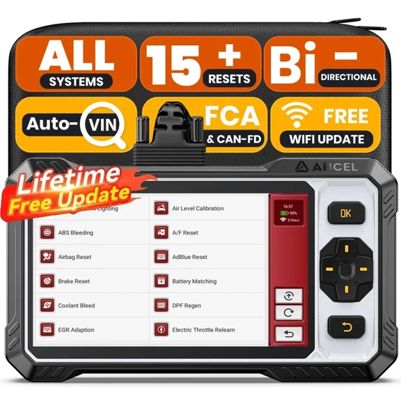 ANCEL FX6100 Bidirectional Scan Tool Full System OBD2 Scanner with 15+ Resets, ABS Bleeding, Injector Coding, FCA&CAN FD, AutoScan, WiFi Lifetime Free Updates, 24-hour Online Chat