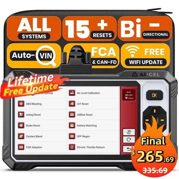 ANCEL FX6100 Bidirectional Scan Tool Full System OBD2 Scanner with 15+ Resets, ABS Bleeding, Injector Coding, FCA&CAN FD, AutoScan, WiFi Lifetime Free Updates, 24-hour Online Chat