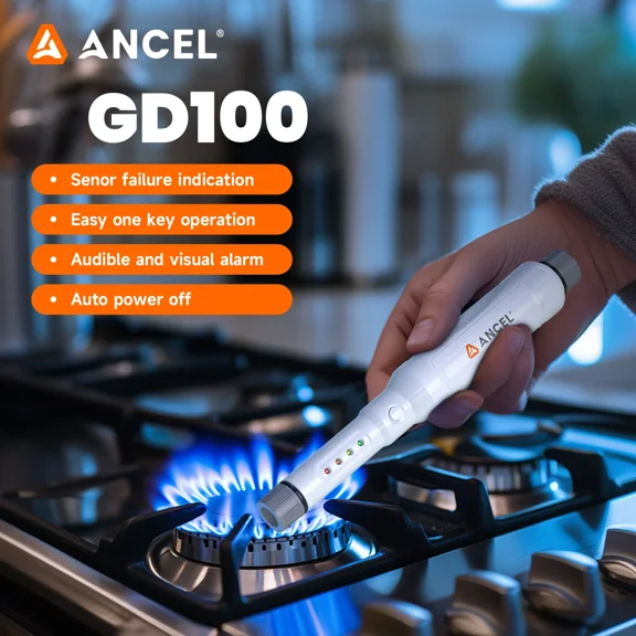 ANCEL GD100 Natural Gas Detector Detects Methane, Propane, Butane & LPG, with Audible & Visual Alarms, Portable for Home, Kitchen, RV, Garage, and Outdoors