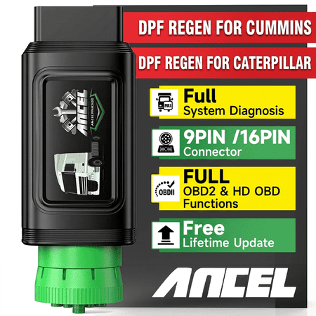 ANCEL Heavy Duty Truck Scanner Bluetooth All System Diesel Truck Diagnostic Tool with D-P-F Regen for Cummins&Caterpillar, Diesel Truck Scan Tool OBD2 HDOBD 2 in 1 Code Reader, Lifetime Free Update