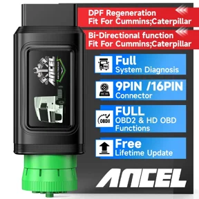 ANCEL Heavy Duty Truck Scanner Bluetooth, All System Diesel Truck Diagnostic Tool with D-P-F Regen for Cummins&Caterpillar, Diesel Truck Scan Tool HDOBD Truck Car Code Reader, Lifetime Free Update