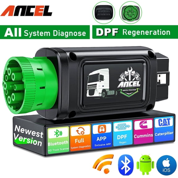 ANCEL HD100 Diesel Heavy Duty Truck Scanner Car 2 in 1 Code Reader Full System Diagnostic Scan Tool DPF Regen