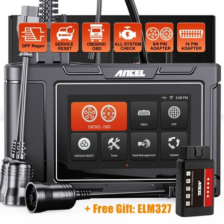ANCEL HD3300 HD OBD Scanner Heavy Truck Scanner Diesel Truck Diagnostic Tool with DPF Regen, All System Scan Tablet for Cummins Caterpillar Detroit Paccar Volvo, Truck&Car 2in1 Code Reader,Gift:ELM327