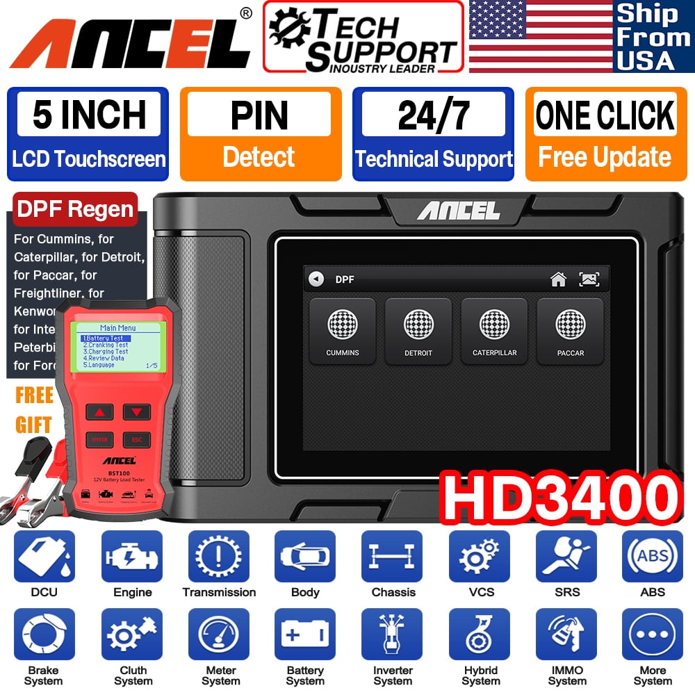 ANCEL HD3400 Diesel Heavy Duty Truck Scanner Diesel HD OBD Scan Tool