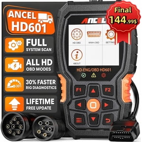 ANCEL HD601 Full System Heavy Duty Truck Scan Tool Diesel Car OBD2 Scanner Code Reader 2 in 1 Diagnostic Tool