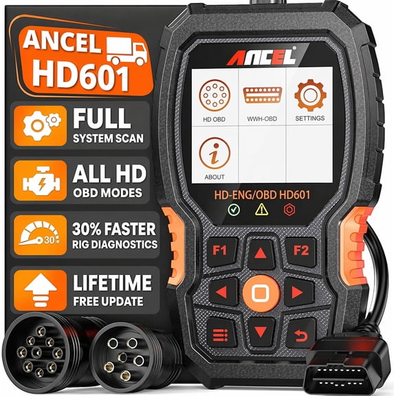 ANCEL HD601 Full System Heavy Duty Truck Scan Tool Diesel Car OBD2 Scanner Code Reader 2 in 1 Diagnostic Tool