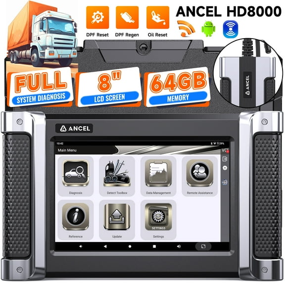 ANCEL HD8000 Diesel Heavy Duty HD Truck Scanner DPF Regen OBD2 Diagnostic Tool