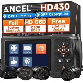 ANCEL Heavy Duty Truck Scanner All System Diesel Truck Diagnostic Tool with D-P-F Regen for Cummins & Caterpillar, 2 In 1 Truck Car Diagnostic Scanner, Lifetime Free Update