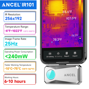 ANCEL IR101 Thermal Camera for Android, 25Hz Refresh Rate, Lightweight Thermal Imaging Camera