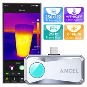 ANCEL IR101 Ultra-Clear Thermal Camera for Android, 256x192 IR Thermal Imaging Camera, -4°F~1022°F Temp Range Thermal Imager Camera, 25Hz Image Frame Rate, Design for Smartphone and Tablets, Silver