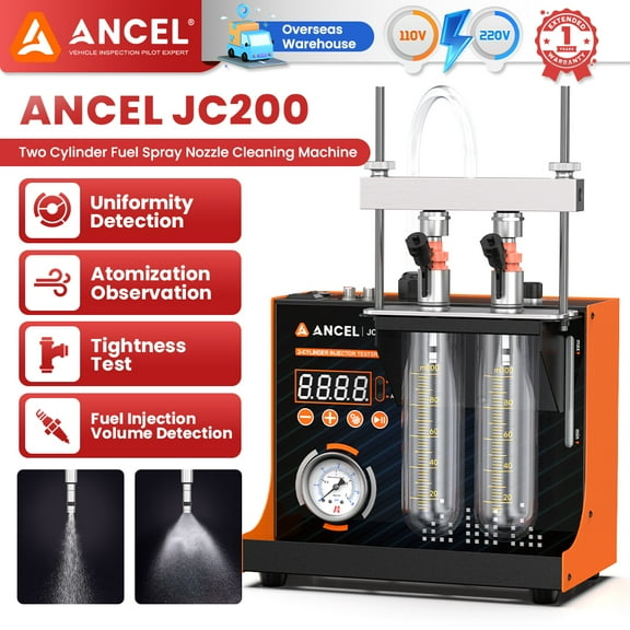 ANCEL JC200 Fuel Injector Tester Cleaning Machine with built-in Air Pump 110V 220V Lightweight lnjector Cleaning Tool For Car Motorcycle