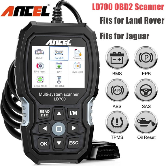 ANCEL LD700 OBD2 Code Reader for Land Rover Jaguar Vehicles All Systems OBD2 Scanner with 14+ Reset Services Car Battery Registration Oil Reset for JLR Vehicle OBD Automotive Diagnostic Scan Tool