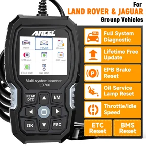 ANCEL LD700 OBD2 Scanner for Land Rover Jaguar JLR Vehicles, Full System Car Diagnostic Scan Tool with Oil EPB BMS ETCS Throttle Idle Reset Functions, Lifetime Free Software Updates