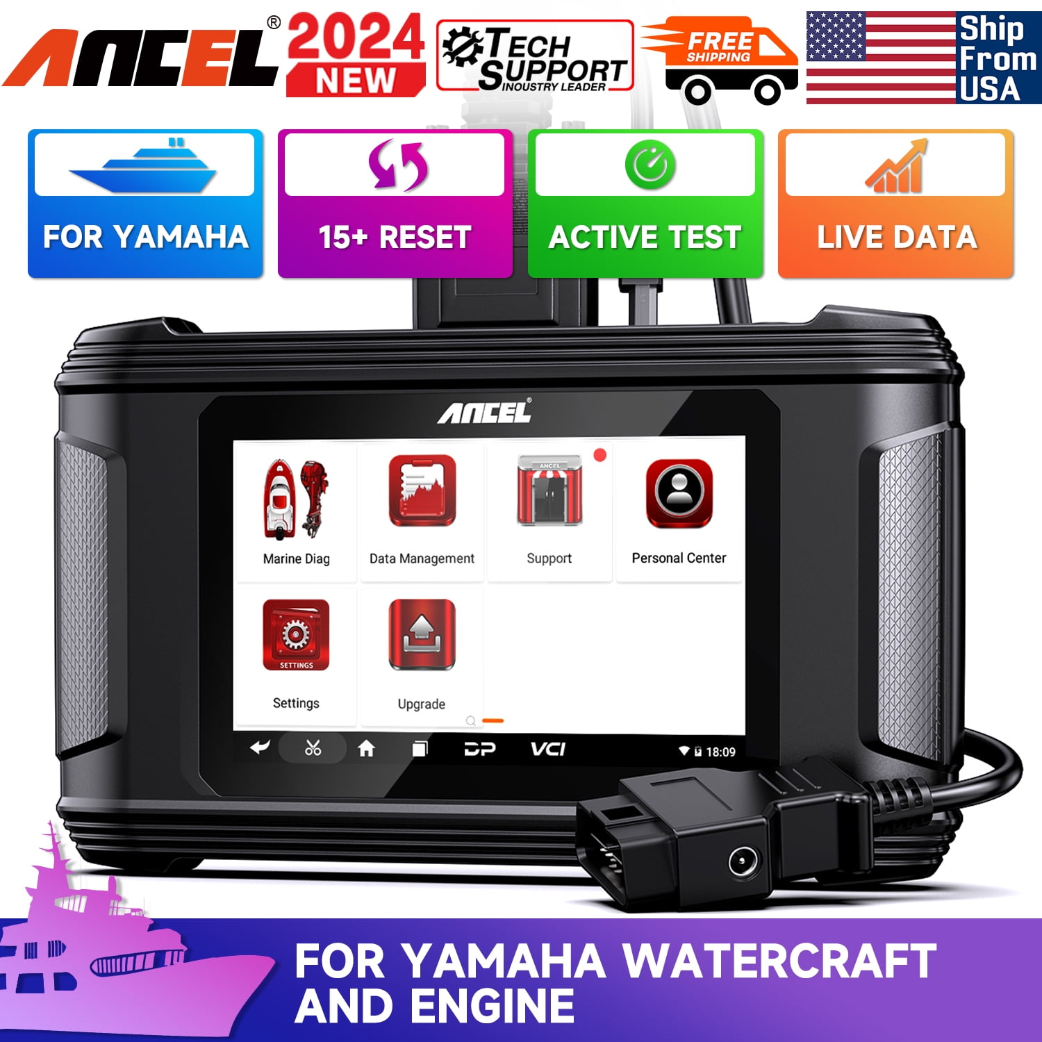 ANCEL MR500 OBD Scanner Fits for YAMAHA Watercraft Engine