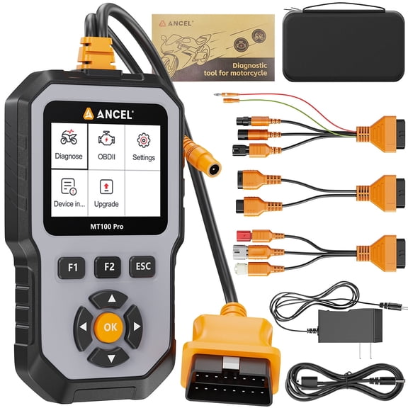 ANCEL MT100 Pro Motorcycle OBD2 Scanner, Engine & ABS Diagnostic Code Reader, Read & Clear Fault Codes, Lifetime Free Update, Fits for Honda Suzuki Yamaha Kymco SYM