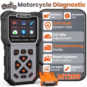 ANCEL MT200 Portable Motorcycle OBD2 Scanner Auto Diagnostic Tool with Troubleshooting Guide Battery Testing, ALL system Full OBD2 Tester Tools